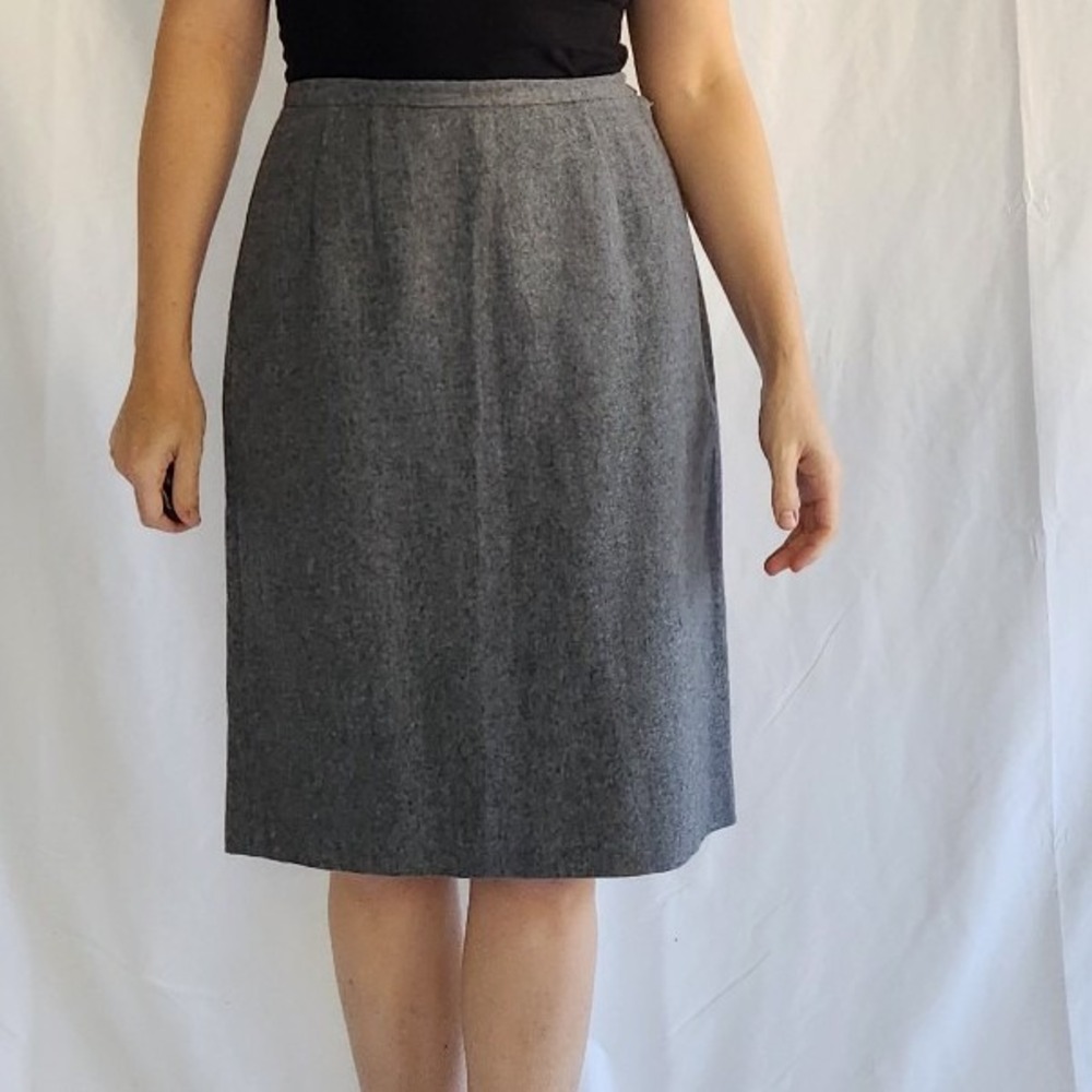 80s Gray Wool‎ Pencil Skirt